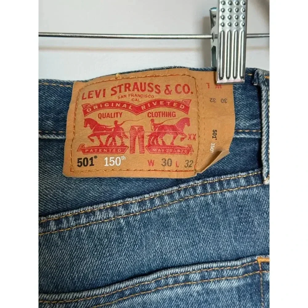 New Levi's 501 ® 150th Original Fit Straight Leg Men's Jeans Blue W30mL32